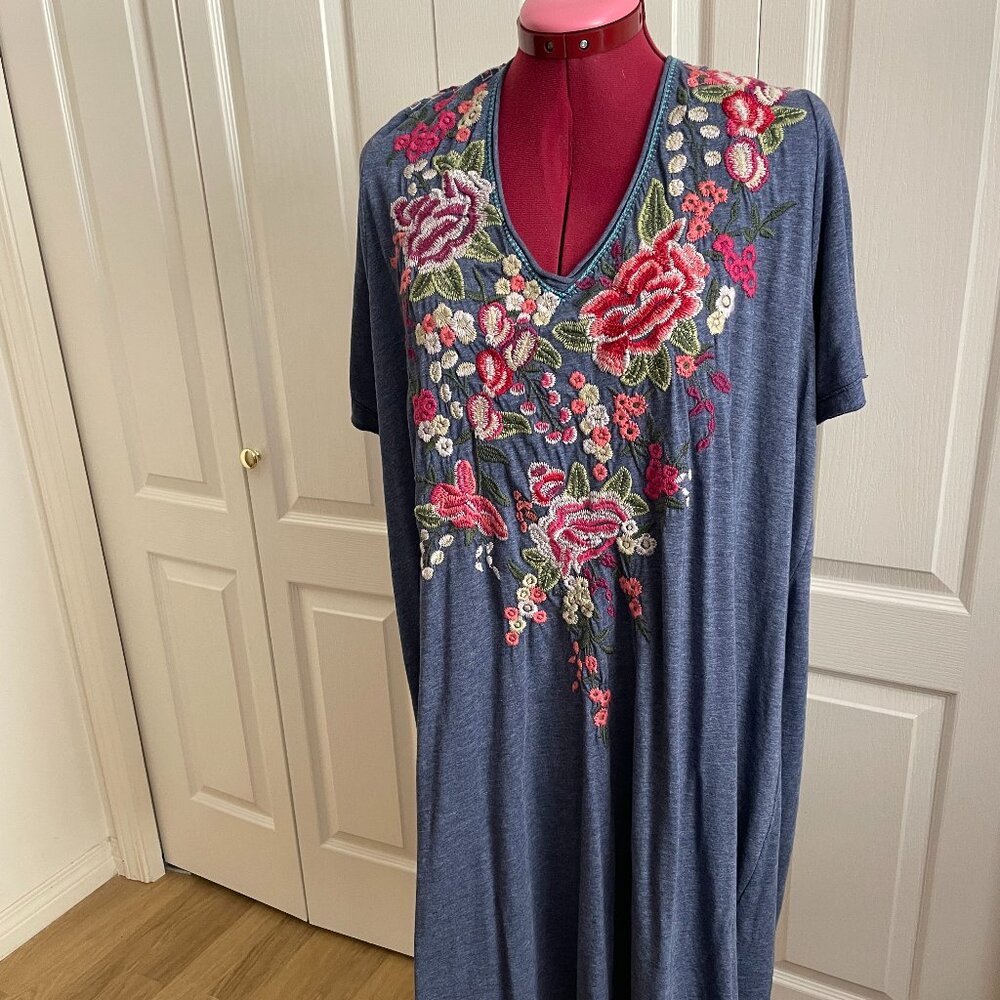 Johnny Was blue dress,tunic top, size 1x